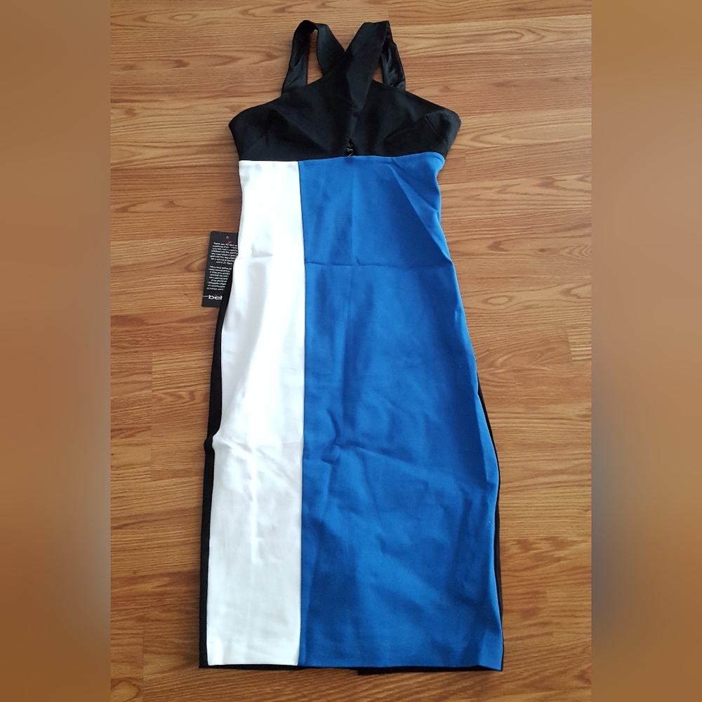 Bebe cross front peek-a-boo Midi dress